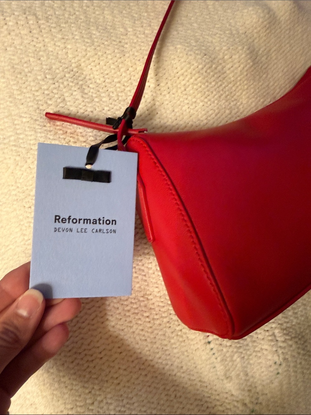 NWT REFORMATION Hannah Shoulder Bag, Lipstick Red - Picture 5 of 10